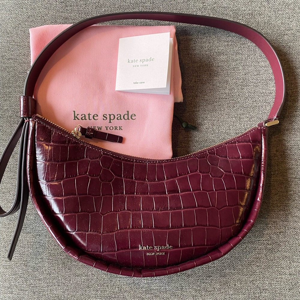 Kate Spade smile croc-embossed leather small shoulder bag